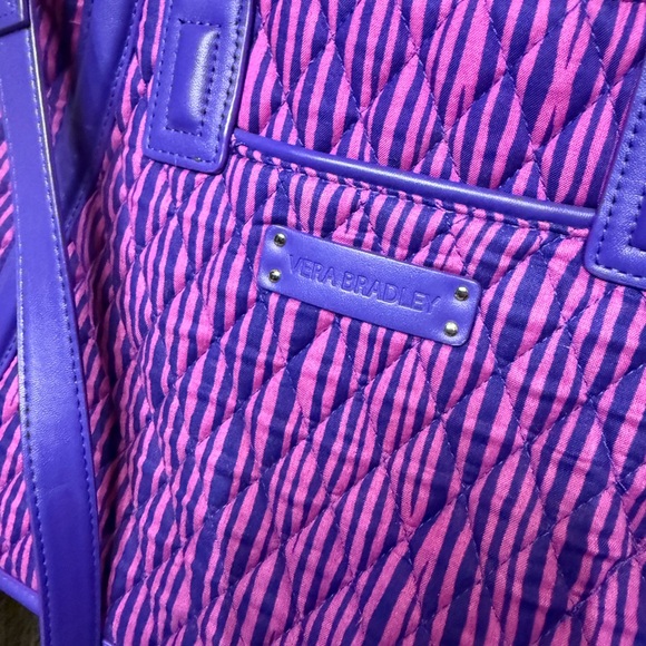 Vera Bradley Impressionista Stripe Shoulder Bag, Purple Striped - Picture 2 of 11